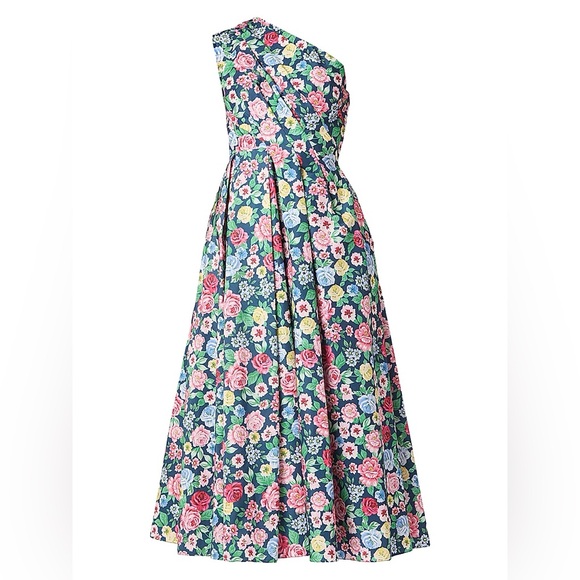 NWT Shoshanna Midnight Edina Floral Pleated One-Shoulder Midi-Dress Size 6 - Picture 2 of 9